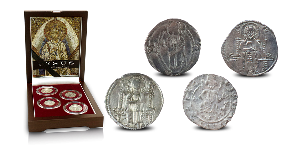 Geit stil apotheker Set van 4 zilveren Byzantijnse munten met portret van Jezus - Historisch –  Het Belgische Munthuis